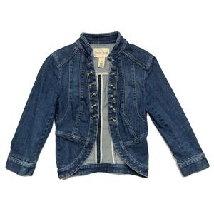 White House Black Market Denim Blue Military Style Women's 00